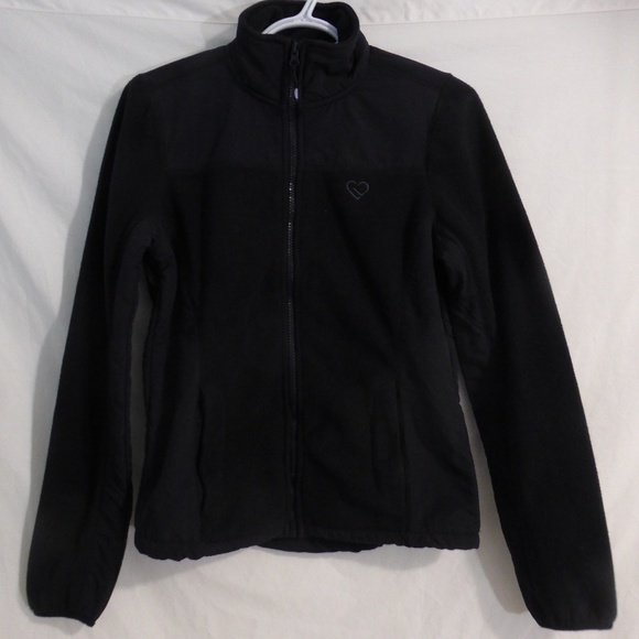 Live Love Dream black fleece jacket, small